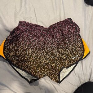 Nike Black and Orange Patterned Athletic Shorts